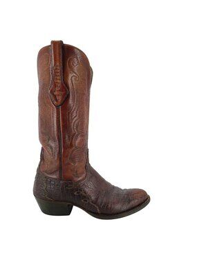 TO Stanley Preban Hornback Lizard HBL Mens 9B Brown Leather Cowboy Western Boots